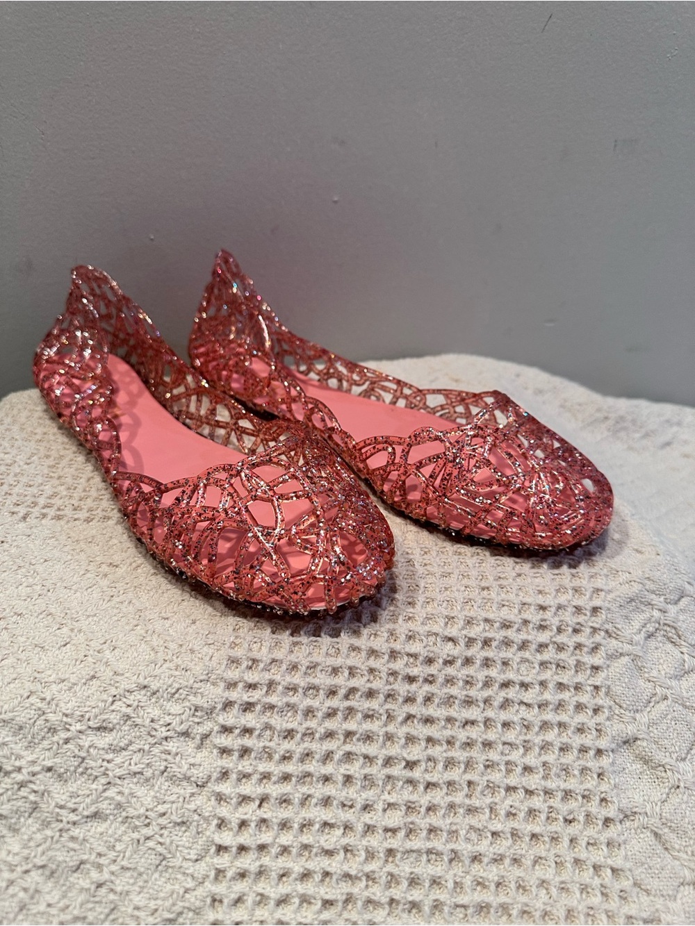 Shkich Women's Glitter Mesh Flats